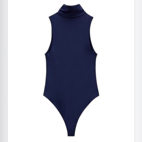 Zara NWT Women’s High-Neck Sleeveless Bodysuits in Burgundy & Royal Blue - Picture 4 of 9